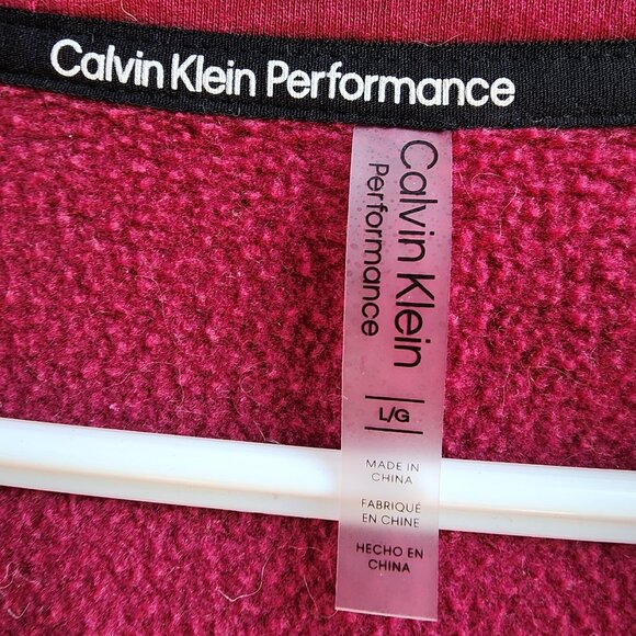 Calvin Klein Performance Pink/Black Zip-Up Hooded Sweatshirt Size Large - Picture 9 of 14